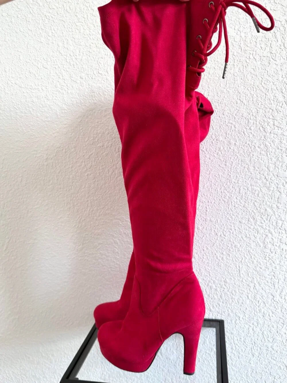 Torrid Bright Red Suede-Like Over the Knee Boots - Size 8